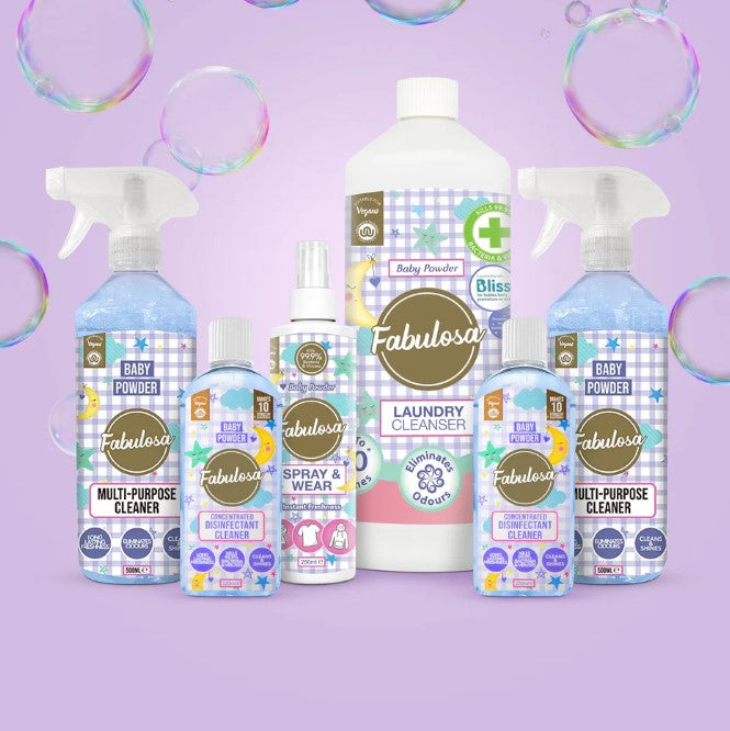 Baby Powder Cleaning Bundle 6 Piece Household Cleaning Multipurpose Laundry Cleanser Spray and Wear