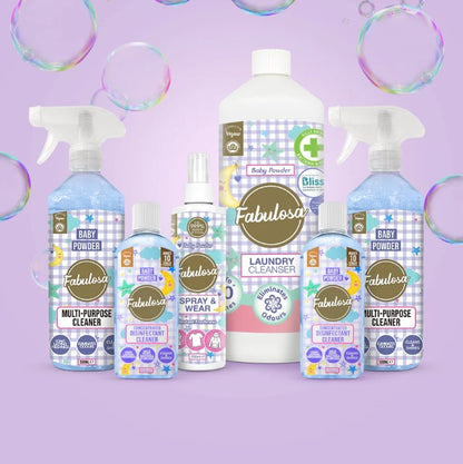 Baby Powder Cleaning Bundle 6 Piece Household Cleaning Multipurpose Laundry Cleanser Spray and Wear