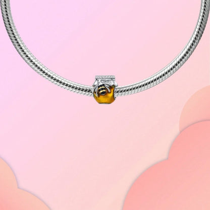 🍯 Silver Plated Bee Honey Jar Bead Charm 🍯