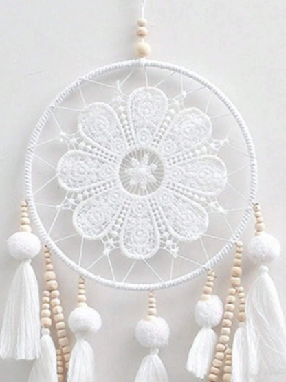🤍 Boho White Beaded Tassel Dreamcatcher 🤍