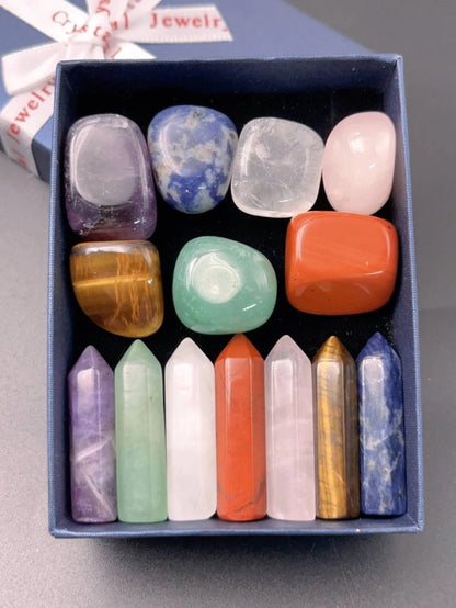 💎 14pcs Chakra Tumbled Polished Natural Crystal Stone Set 💎