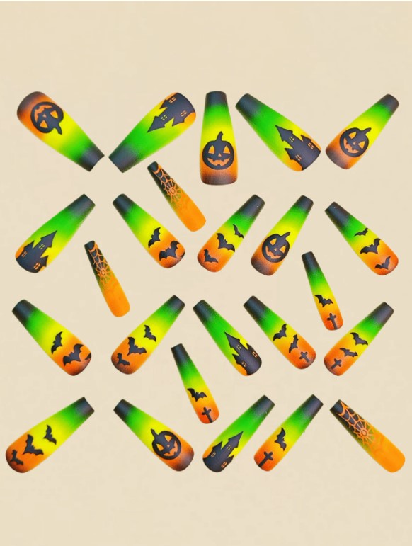 🎃 Ombre Halloween False Nails 🎃