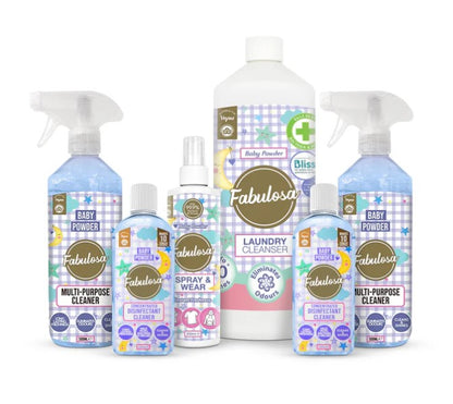 Baby Powder Cleaning Bundle 6 Piece Household Cleaning Multipurpose Laundry Cleanser Spray and Wear