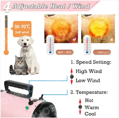 2800W Fast Dry Pet Hair Dryer Cat Dog Blaster Heater Grooming Blower Description
