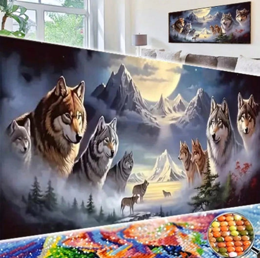 🐺 Pack of Wolves Mountain Scene Diamond Painting Kit 🐺