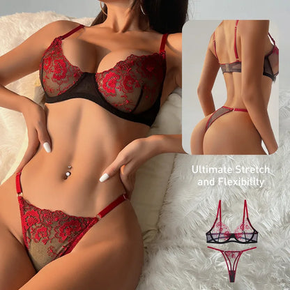 🔥 Sexy Pure Desire Embroidered Lace Underwear Set 🔥