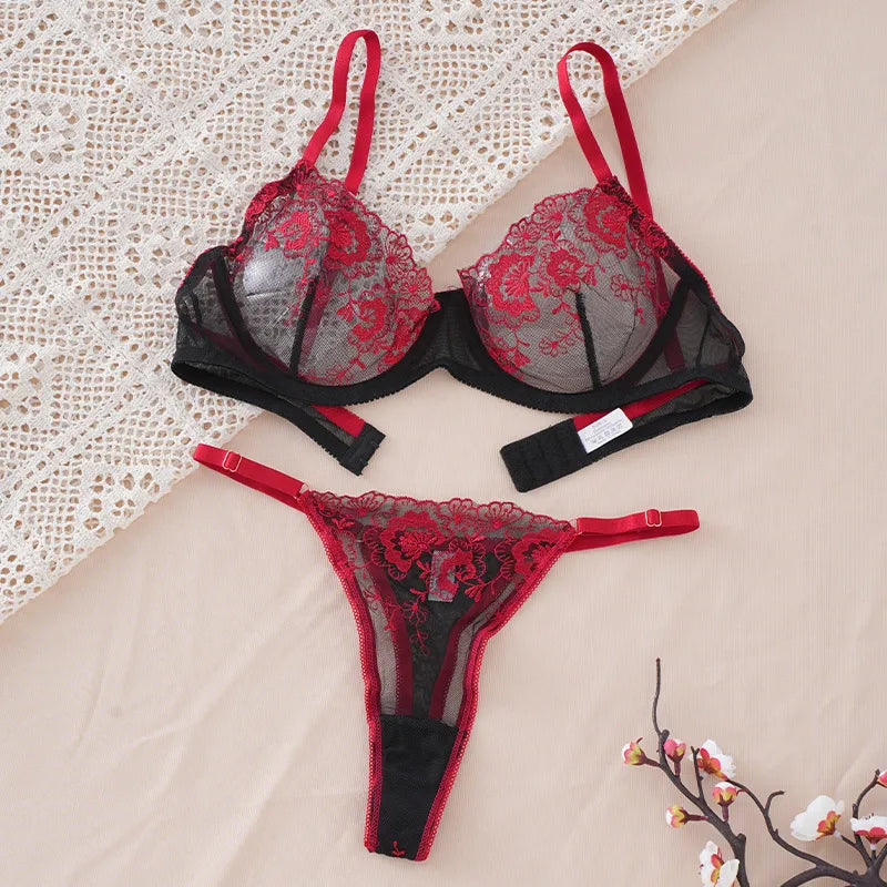 🔥 Sexy Pure Desire Embroidered Lace Underwear Set 🔥