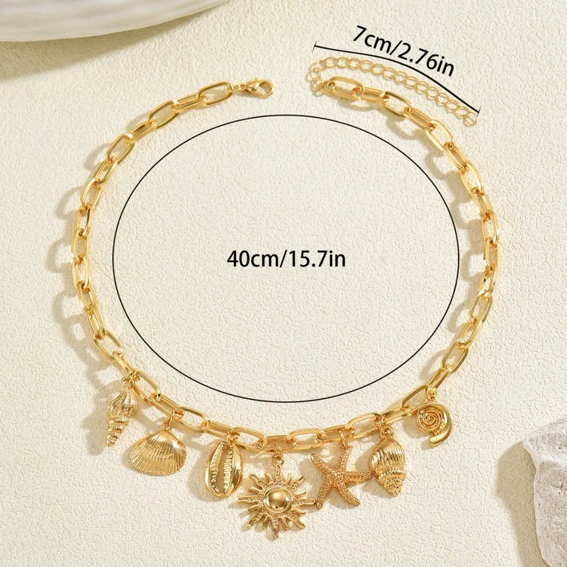 🐚 Chunky Gold Shell Charm Necklace 🐚