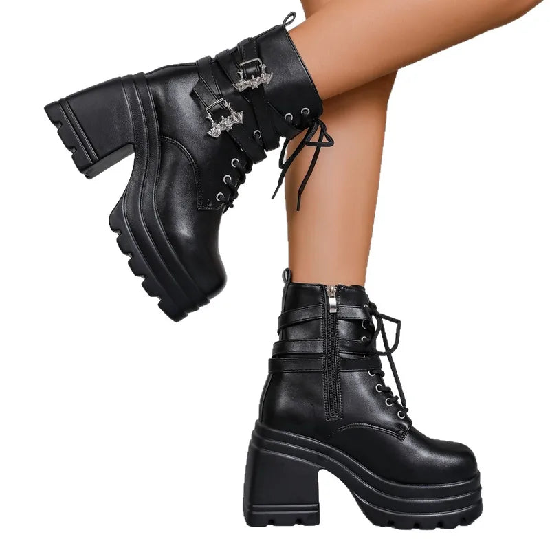 🖤🦇 Bat Wing Goth Heeled Boots 🦇🖤