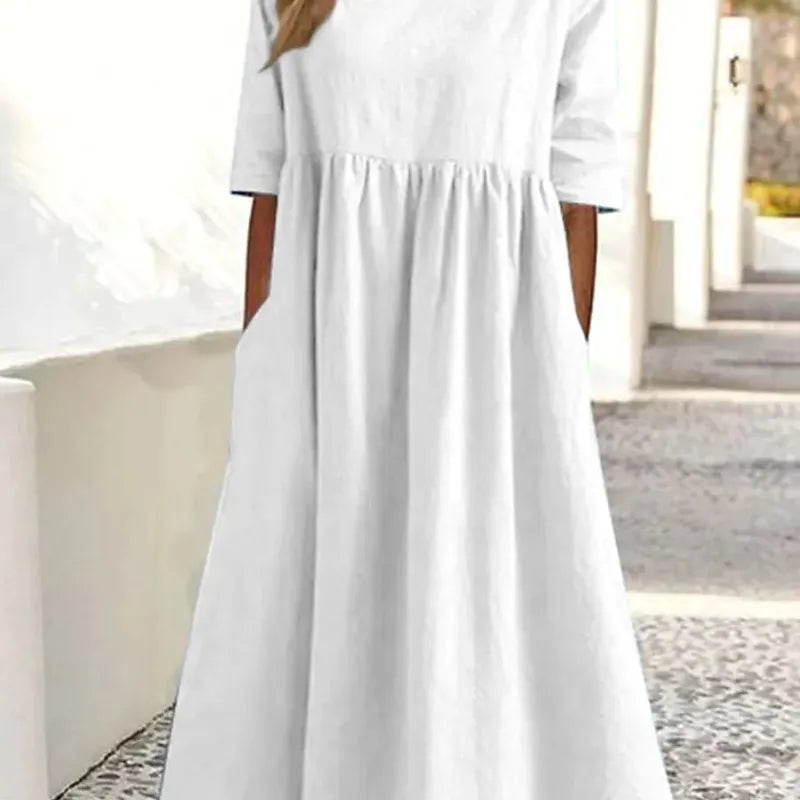 ✨ Solid Colour A-Line Linen Dress ✨