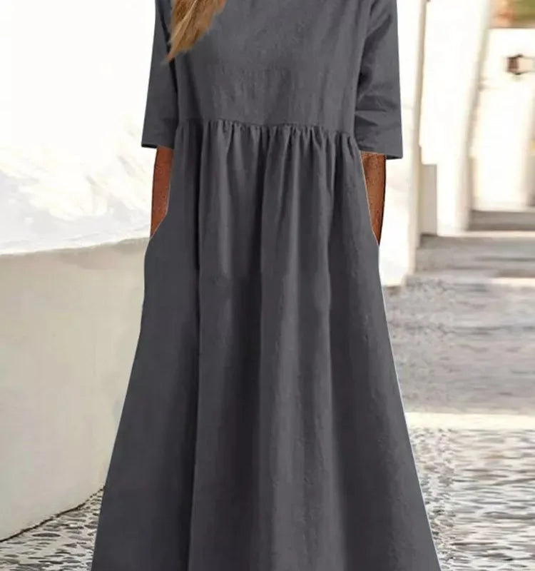 ✨ Solid Colour A-Line Linen Dress ✨