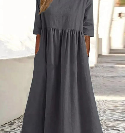 ✨ Solid Colour A-Line Linen Dress ✨