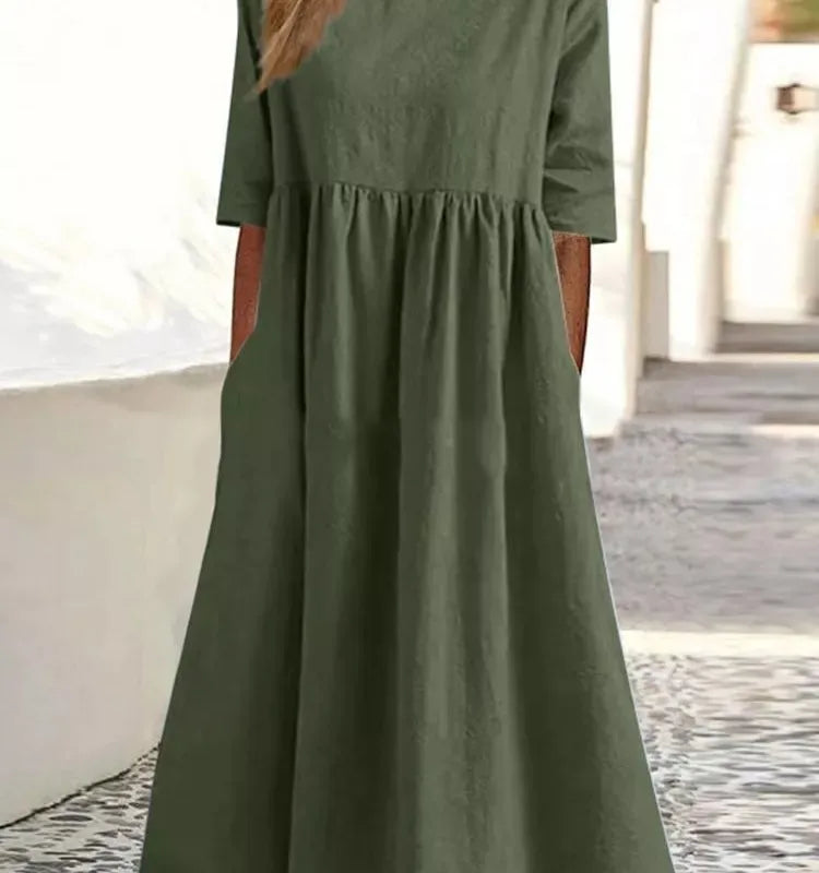 ✨ Solid Colour A-Line Linen Dress ✨