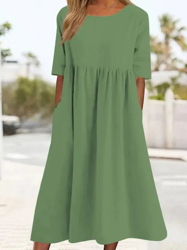 ✨ Solid Colour A-Line Linen Dress ✨