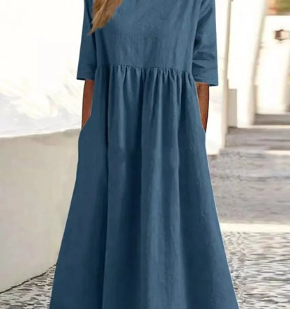 ✨ Solid Colour A-Line Linen Dress ✨