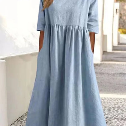 ✨ Solid Colour A-Line Linen Dress ✨