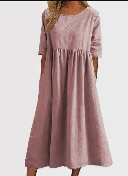 ✨ Solid Colour A-Line Linen Dress ✨