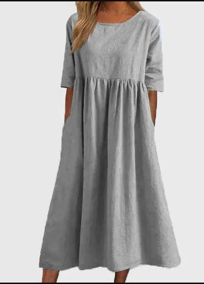 ✨ Solid Colour A-Line Linen Dress ✨