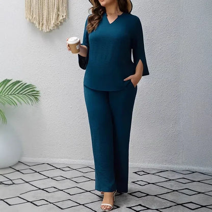 ✨ Solid Colour Wide Leg Pants Co-Ord Set ✨