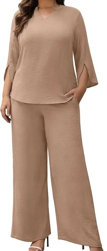 ✨ Solid Colour Wide Leg Pants Co-Ord Set ✨