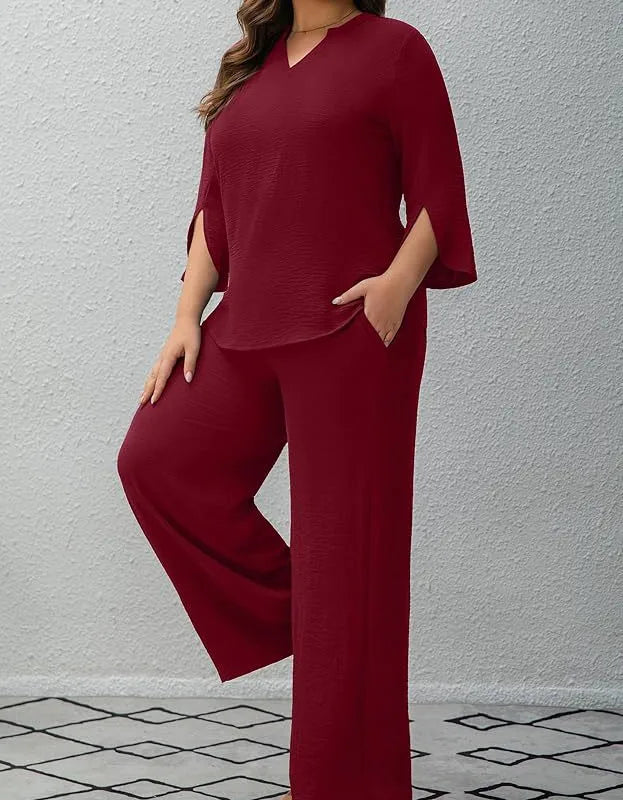 ✨ Solid Colour Wide Leg Pants Co-Ord Set ✨