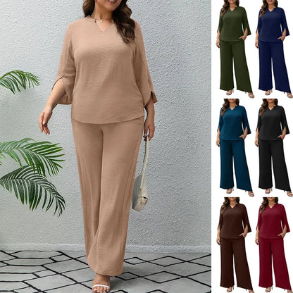 ✨ Solid Colour Wide Leg Pants Co-Ord Set ✨