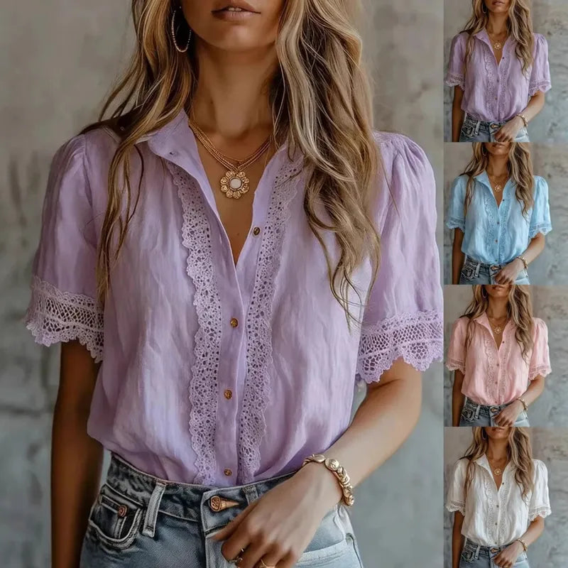 👚  Casual Short Sleeve Polyester Shirts 👚