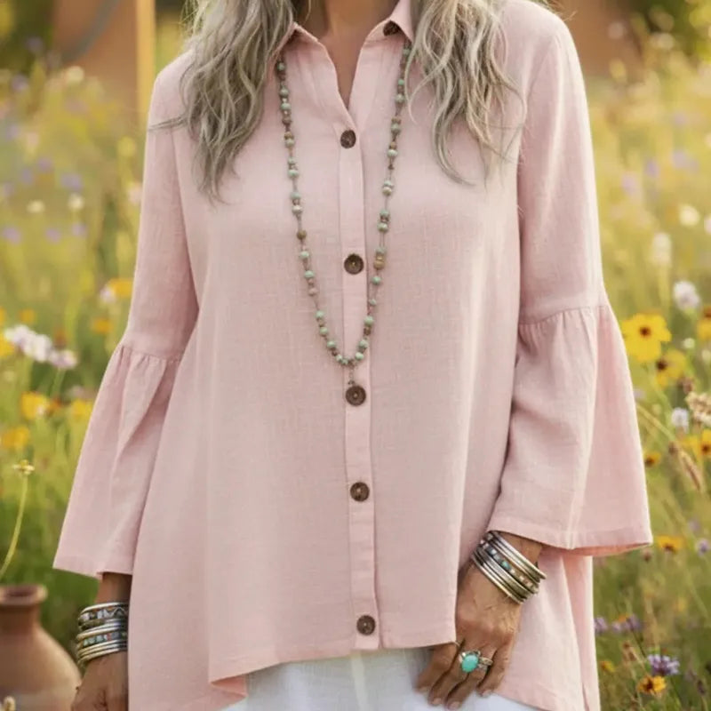 👚 Solid Colour Cotton Linen Shirt 👚