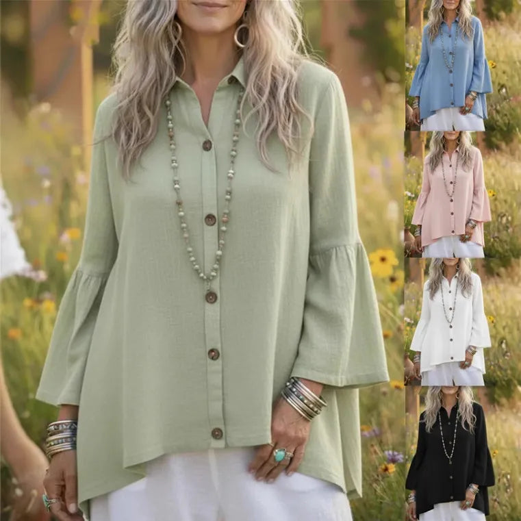 👚 Solid Colour Cotton Linen Shirt 👚