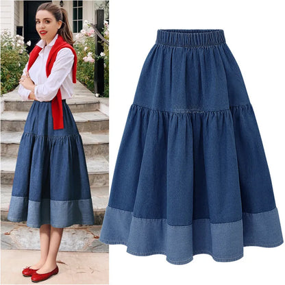 💙 Knee-Length Distressed Denim Skirt 💙