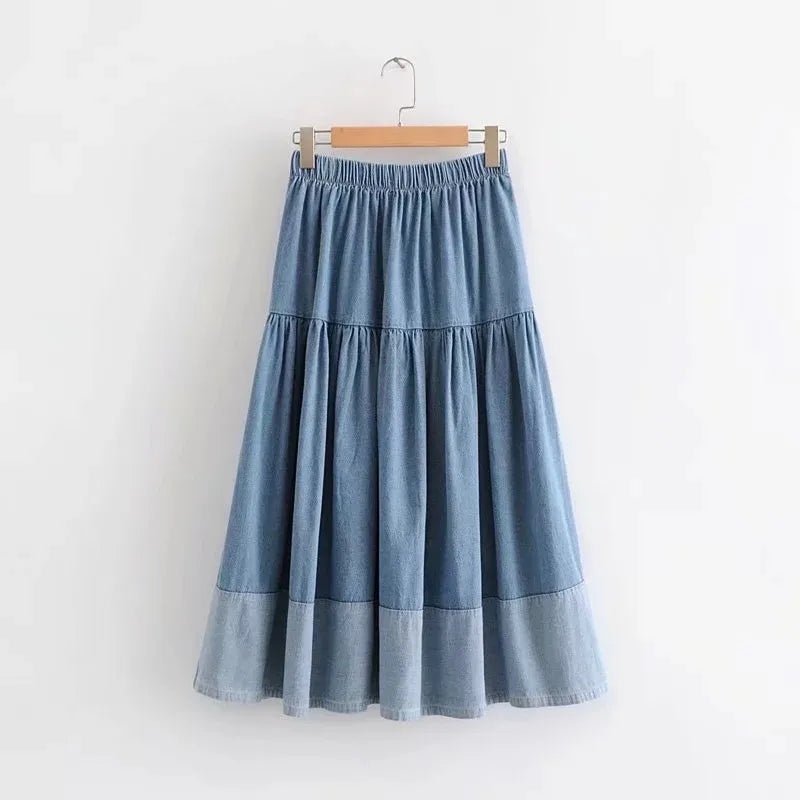💙 Knee-Length Distressed Denim Skirt 💙