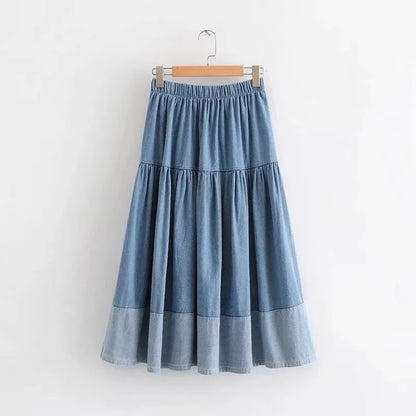 💙 Knee-Length Distressed Denim Skirt 💙