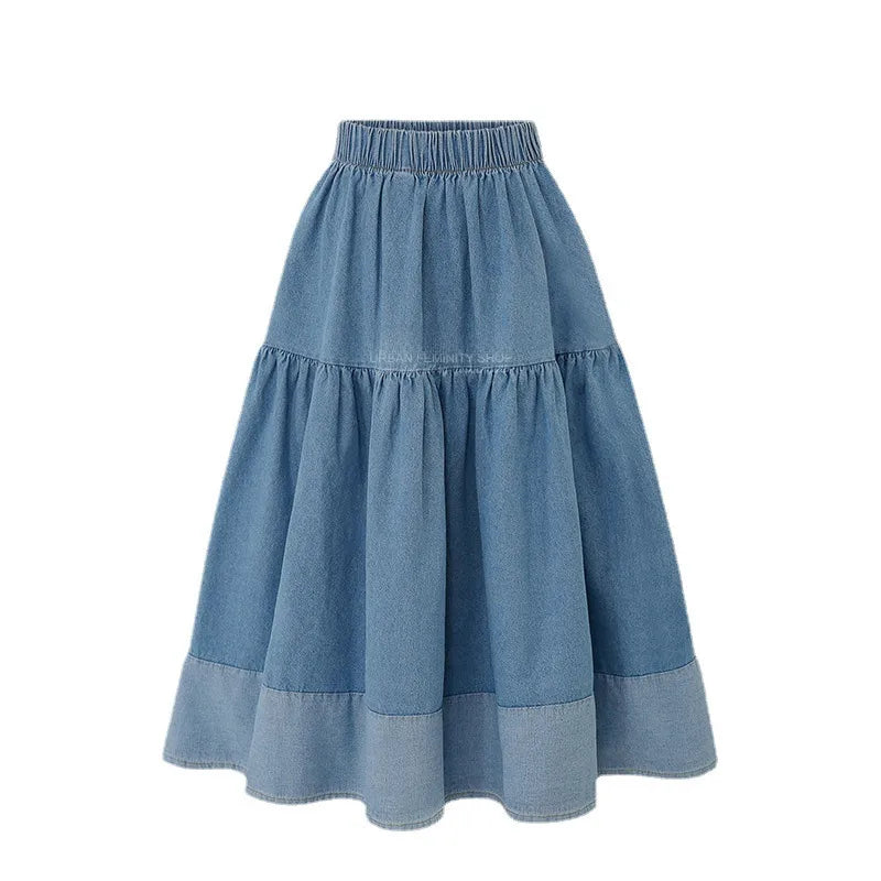 💙 Knee-Length Distressed Denim Skirt 💙