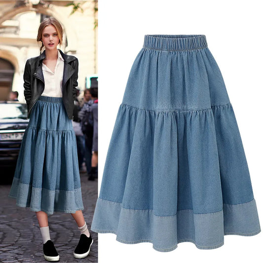 💙 Knee-Length Distressed Denim Skirt 💙