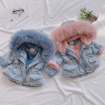 💙🌸 Children's Fur Denim Coats 🌸💙