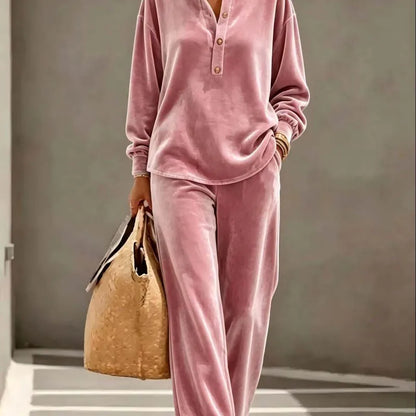 Velvet Long Sleeve Casual Pant Co-Ord Sets (Multiple Colour Options!)