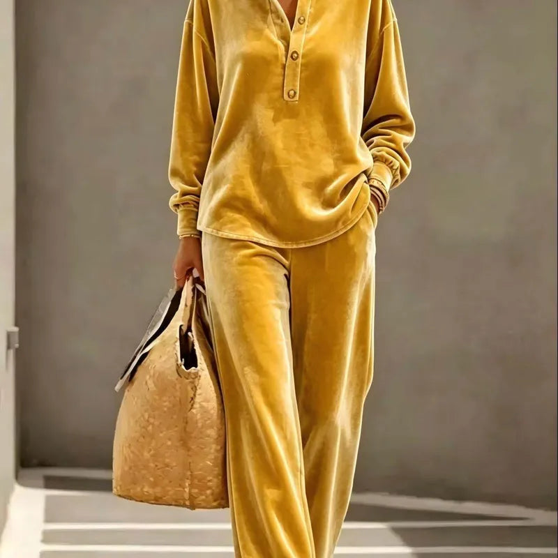 Velvet Long Sleeve Casual Pant Co-Ord Sets (Multiple Colour Options!)