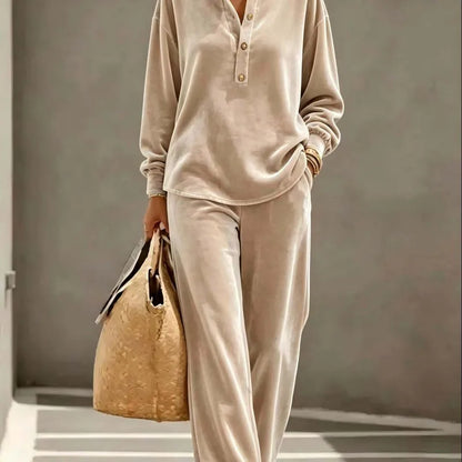 Velvet Long Sleeve Casual Pant Co-Ord Sets (Multiple Colour Options!)
