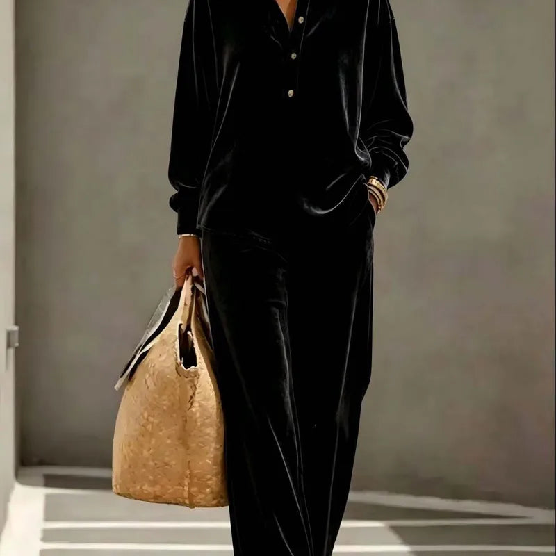 Velvet Long Sleeve Casual Pant Co-Ord Sets (Multiple Colour Options!)