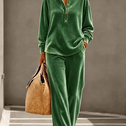 Velvet Long Sleeve Casual Pant Co-Ord Sets (Multiple Colour Options!)