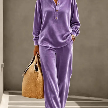 Velvet Long Sleeve Casual Pant Co-Ord Sets (Multiple Colour Options!)