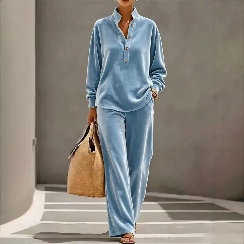 Velvet Long Sleeve Casual Pant Co-Ord Sets (Multiple Colour Options!)