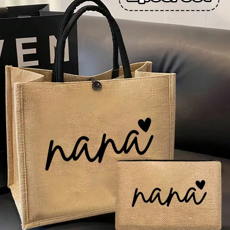👜 “Nana” Square Linen Bag & Purse Set 👜