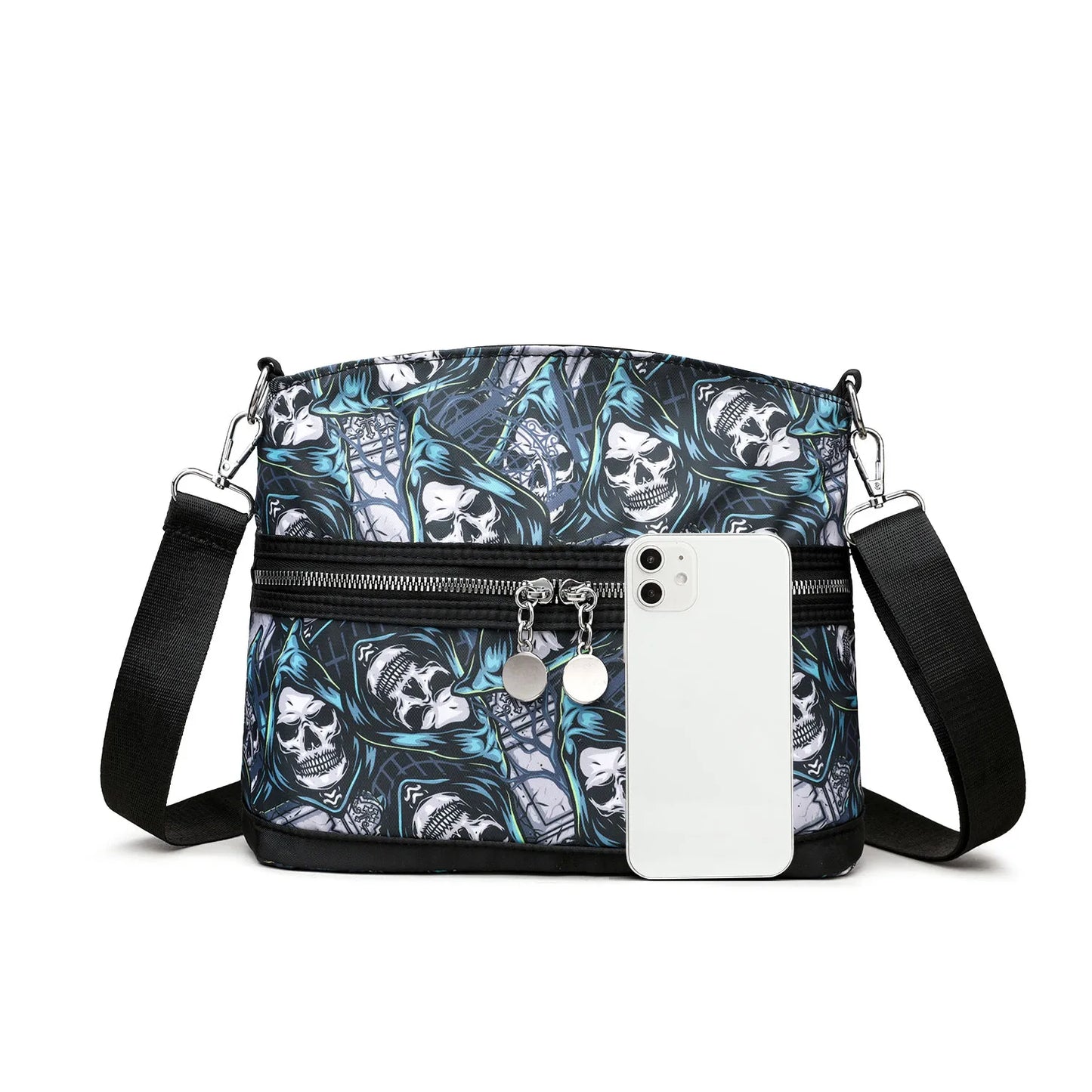💀 Blue Skeleton Print Shoulder Handbag 💀