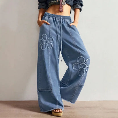 Denim Flower Jeans