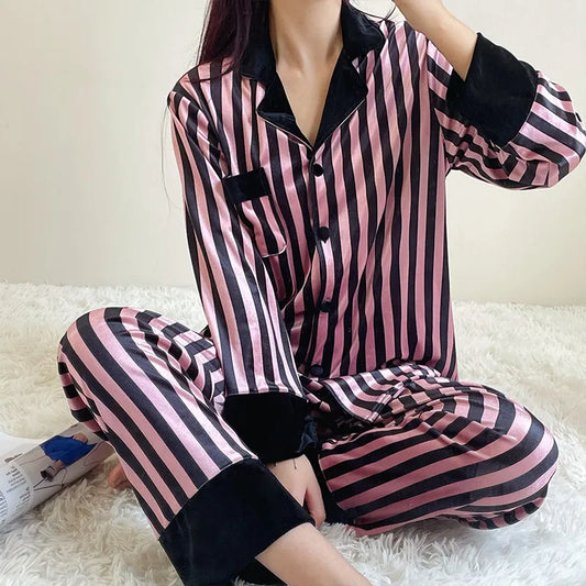 🖤🌸 Black & Pink Striped PJs 🌸🖤