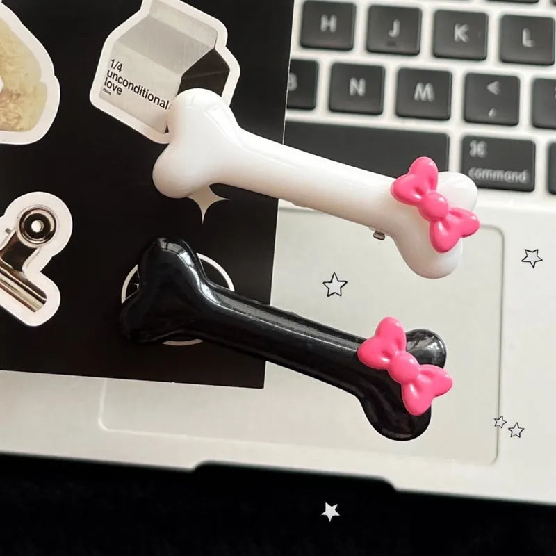 🎀 4pc Bone & Bow Hairclip Set 🎀