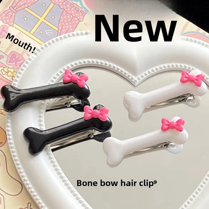 🎀 4pc Bone & Bow Hairclip Set 🎀