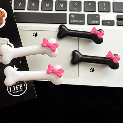 🎀 4pc Bone & Bow Hairclip Set 🎀