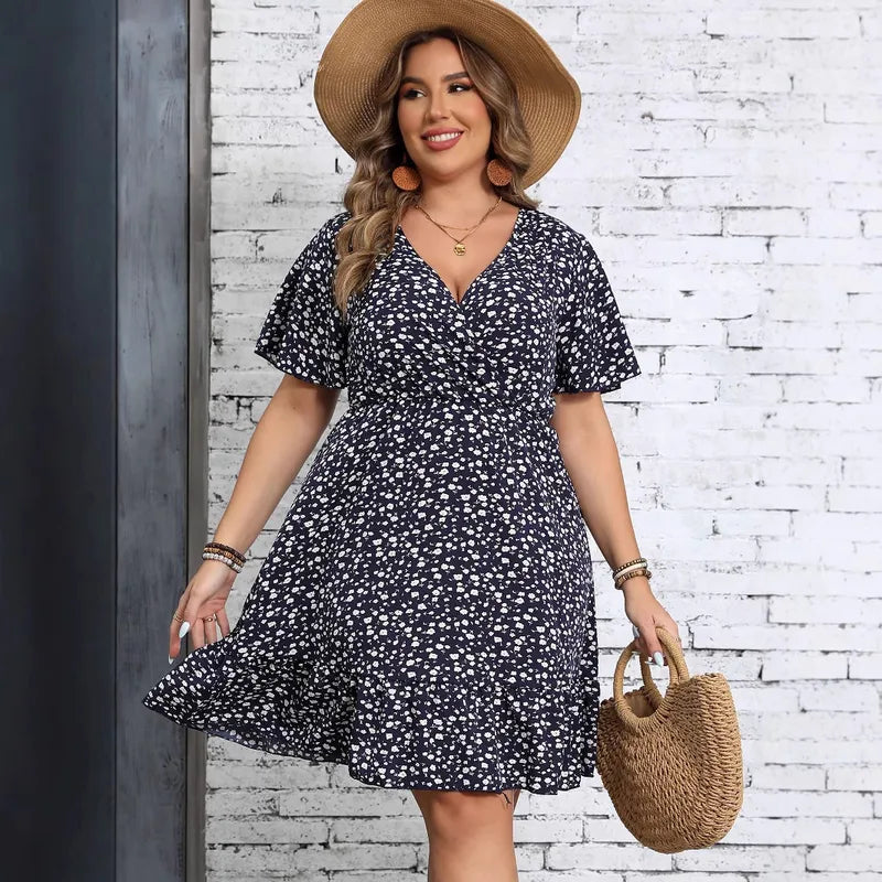 Summer Floral V-Neck Dress